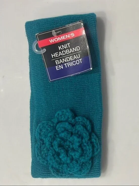 NWT Turquoise Knitted Hair Accessory with Flower Embellishment