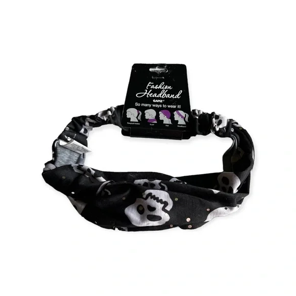 Halloween Skull Headband Black with sequins