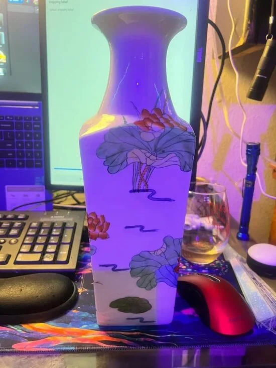 Vintage Oriental Porcelain Vase with Floral and Mandarin Duck Motif
