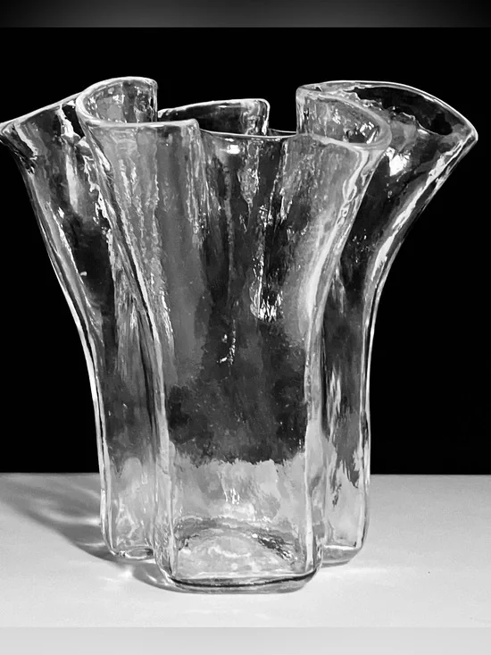 1970’s MUURLA HANDKERCHIEF Glass Vase / 6 INCHES TALL / Scandinavian Art Glass