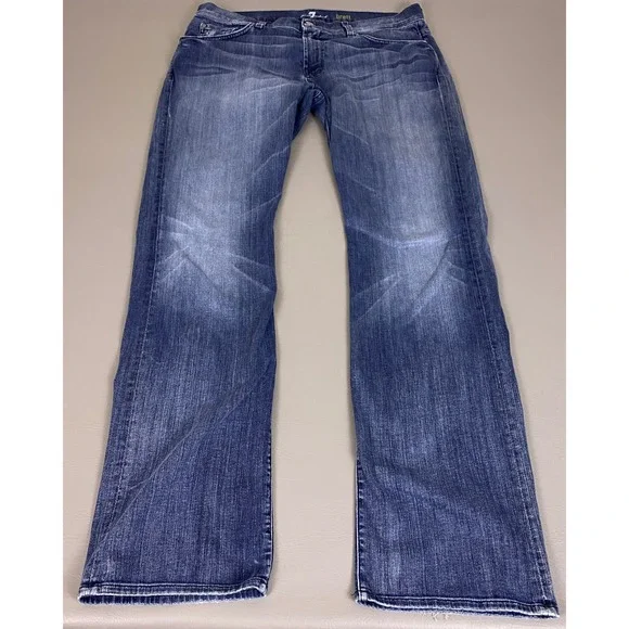 7 For All Mankind Brett Bootcut Jeans Men's Size 36x34 Blue Wash Denim Made USA