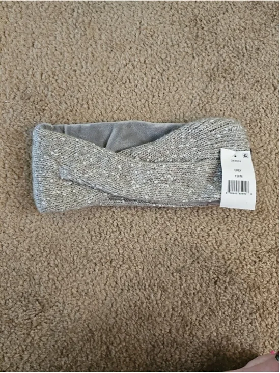 DKNY Grey Copper Metallic Fleece Lined Headband One Size