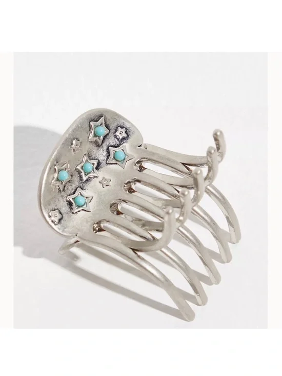 Free People Silver Hair glow with Turquoise Star Accents