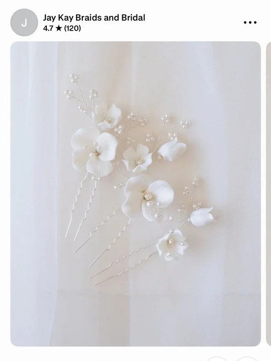 White Floral Bridal Hair Pins by