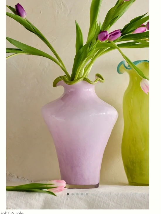 Anthropologie Terrain Hand blown Contrast Rim Glass Vase NEW