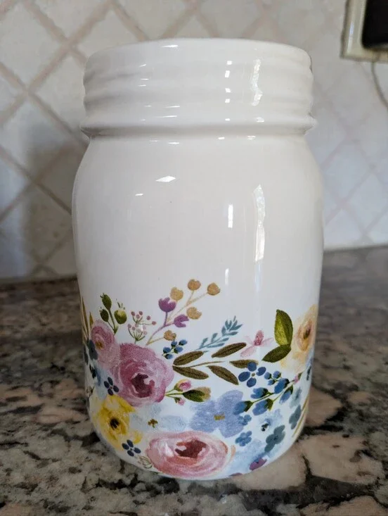 Watercolor Floral Vase Mason Jar