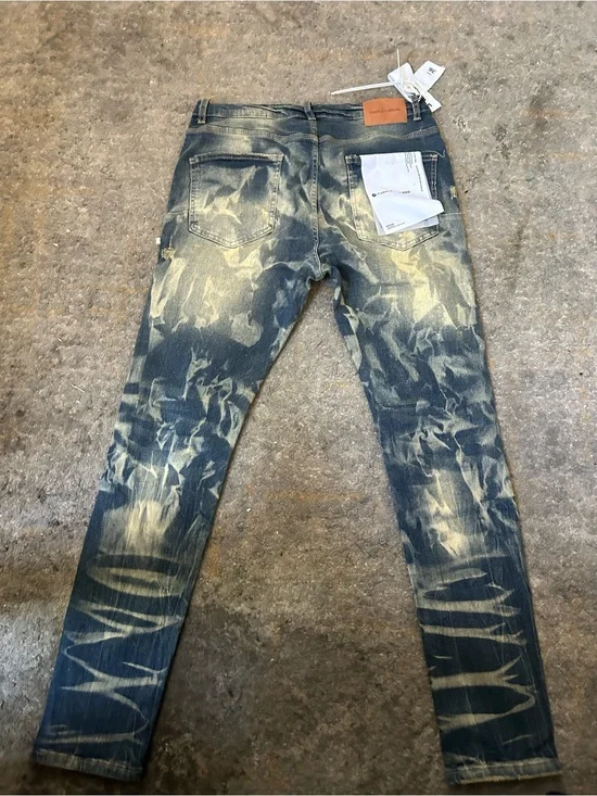 Men's Skinny Tie-Dye Washed Jeans - Blue/White
