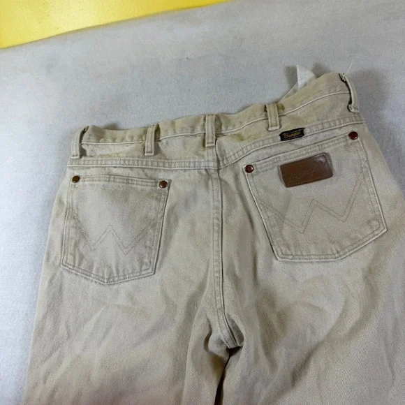 Wrangler 936TAN Cowboy Cut Slim Fit Jeans Mens 33x30 Tan Khaki Denim Straight