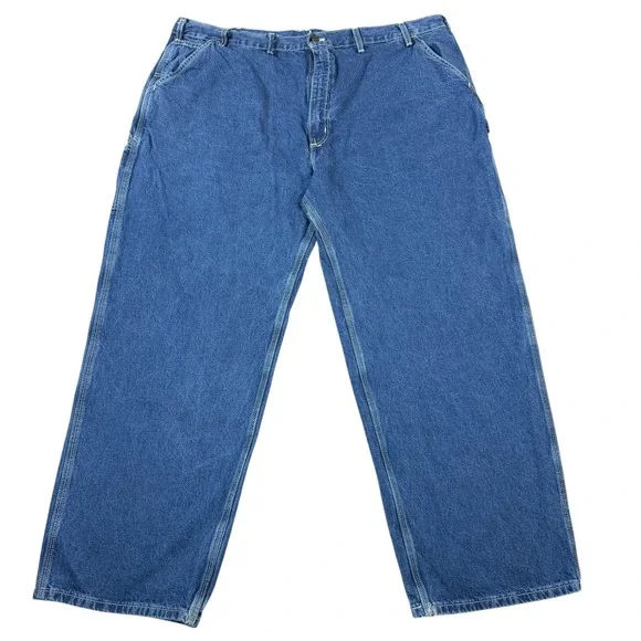 Vintage Carhartt Carpenter Jeans USA Fits 46x30 Blue Denim Work Pants Men's