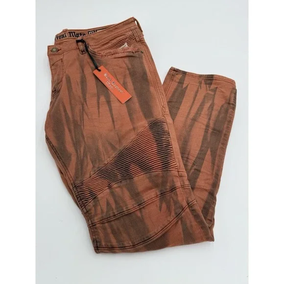 ROCK REVIVAL Moto Ivan Jeans Size 40 x 31 Orange Biker Rock Grunge Brand New