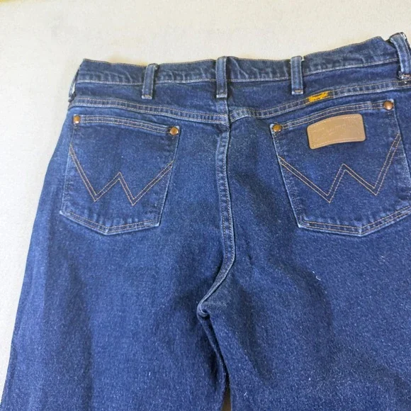 Wrangler 937STR Cowboy Cut Slim Fit Jeans Mens 36x30 Dark Wash Indigo Denim