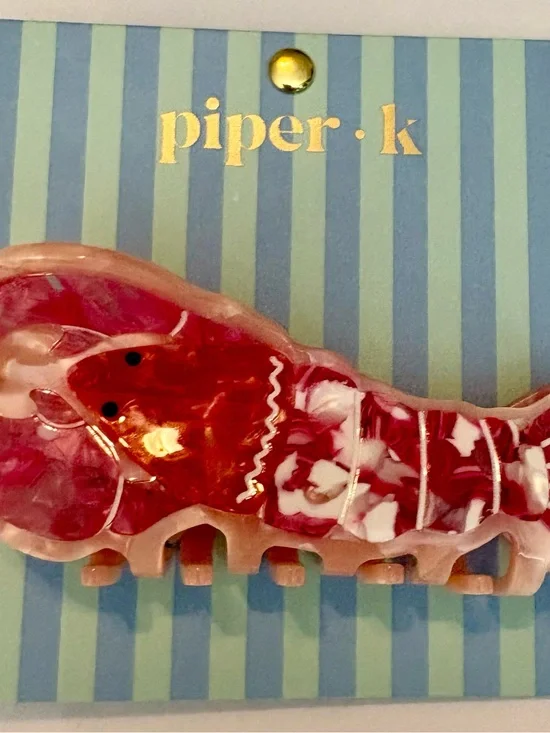 Piper K Viral Lobster Hair Clip Large Claw Double Sided Red Pink Faux Pearl NEW
