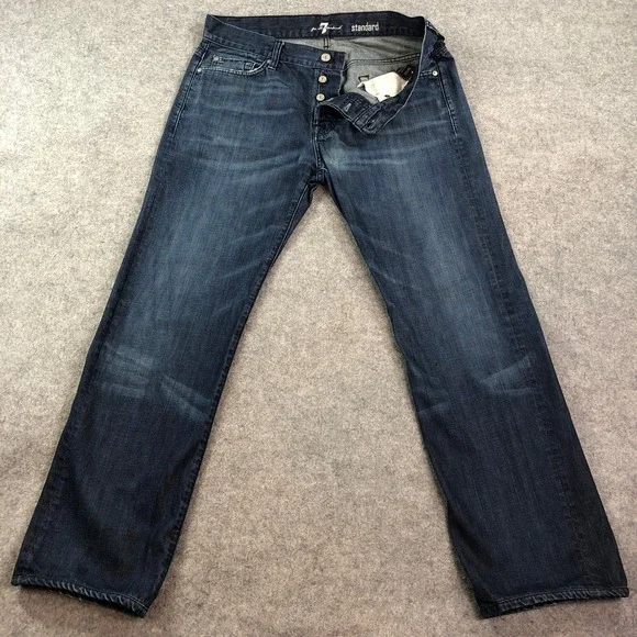 7 For All Mankind Mens Jeans 34x30 Blue Standard Fit Straight Leg Dark Wash