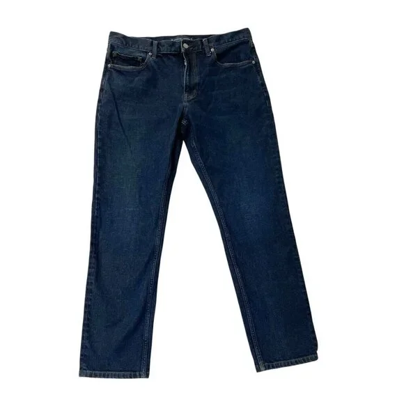 Everlane Uniform Slim 4 Way Stretch Jeans Dark Wash Organic Cotton size 34x30