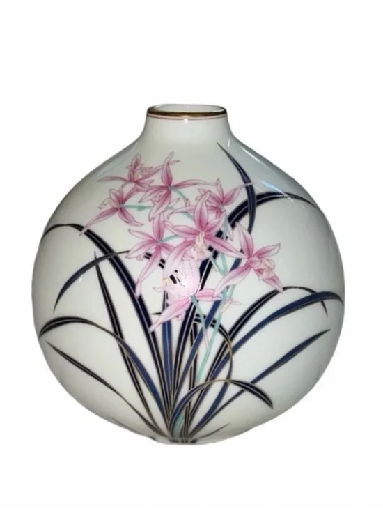 Koransha Spring Orchid Shunran Arita Ware Porcelain Japanese Vase 1989