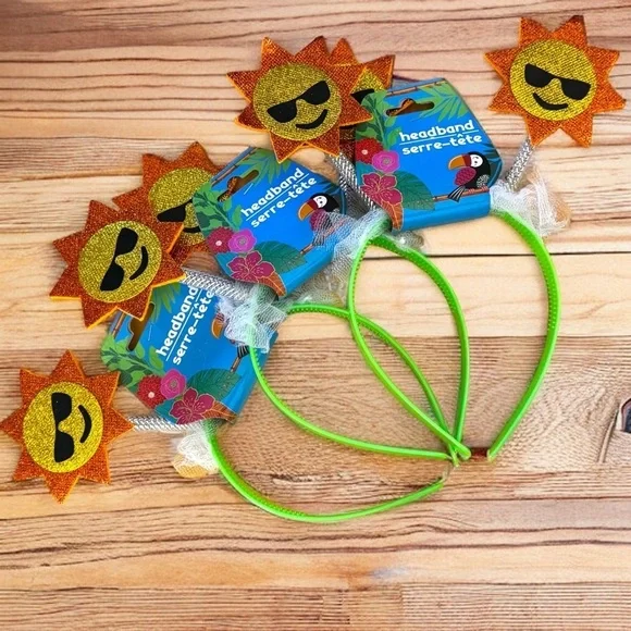🌟 Brand New Sunshine Headband Trio - Fun & Sparkly! 🌟 Set of 3 NWT Headbands