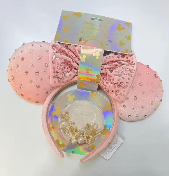 Disney BaubleBar DIY Custom Minnie Ears Headband Pink Embellished NWT