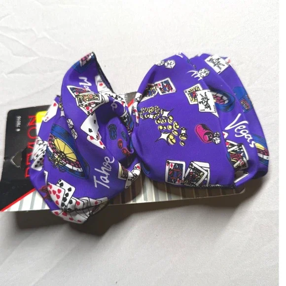 Revlon Casino Theme Hair Barrette Bow Purple Satin Vintage NOS #78016 USA