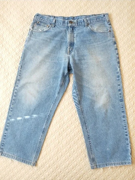 Vintage Carhartt Jeans Mens 40x30 Light Wash Loose Fit Straight Denim