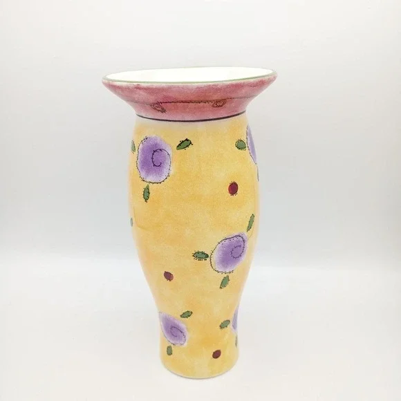 Vintage Napco Whimsical Ceramic Pottery Vase Hand Painted 9