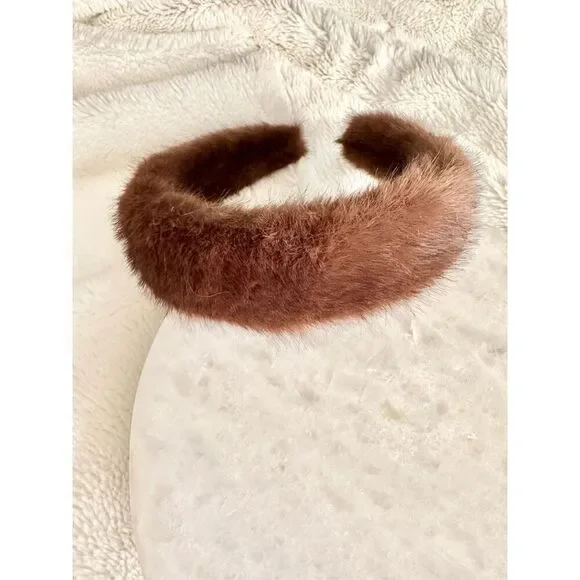 Brown fuzzy faux for headband ￼