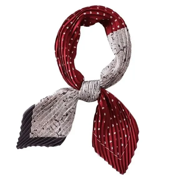 Pleated Paisley Wine Scarf