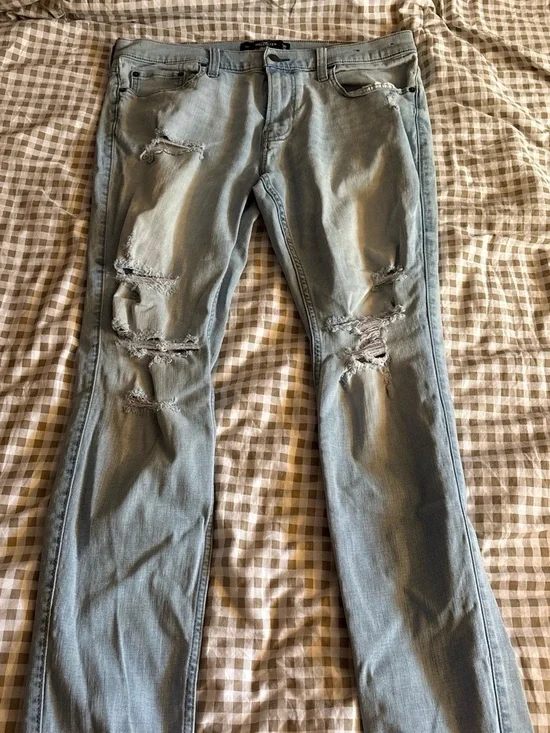 Hollister Slim Skinny Distressed Light Blue Men's Jeans