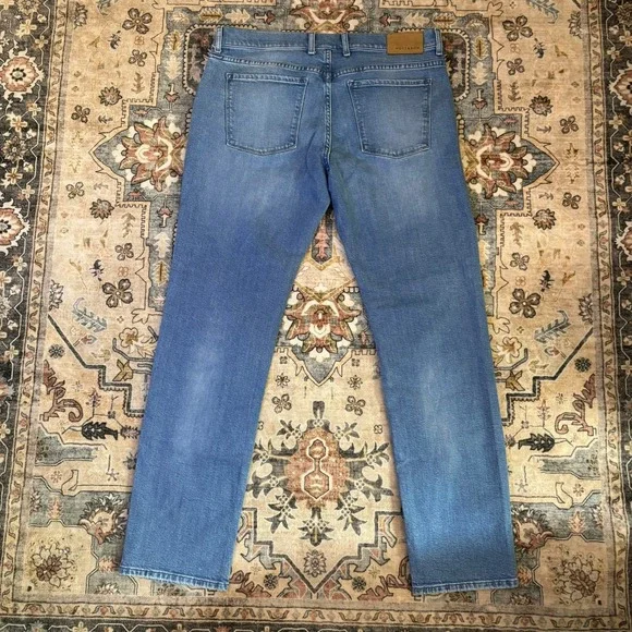 Mott & Bow Mens Slim Fit Straight Jeans Medium Wash Blue Denim W36 L32 Stretch