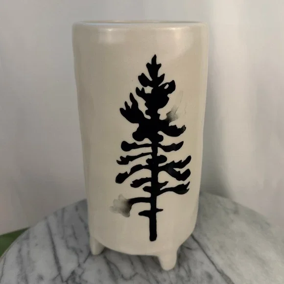 Modern Ceramic Pine Tree Footed Vase Planter 8.5