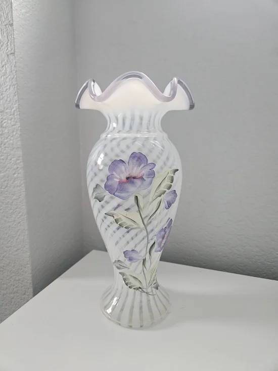 Fenton Lavender Petals Vase Handpainted By K Riley