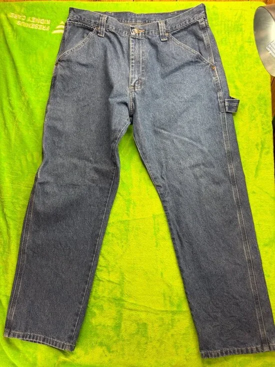 Wrangler Carpenter Jeans Mens Sz 34x34 Riveted Denim Workwear