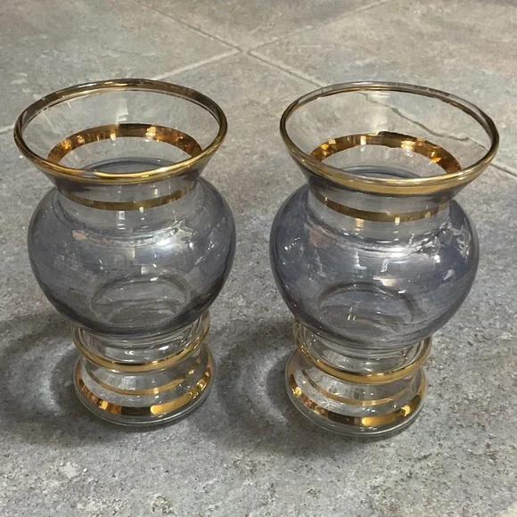 Luxurious Gold-Accented Glass Vases amber color bud vases