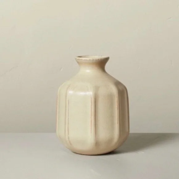 4” Faceted Ceramic Bud Vase in Taupe - Hearth & Hand with Magnolia