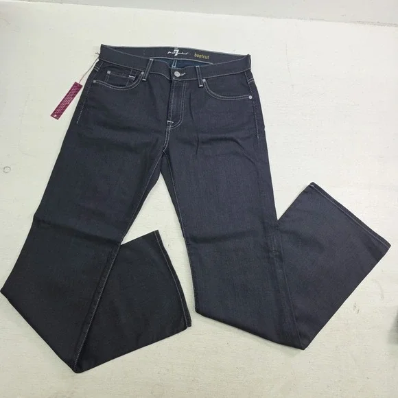 7 For All Mankind Bootcut Denim Jeans Men's Size 33 Blue Portland Dark Wash NWT