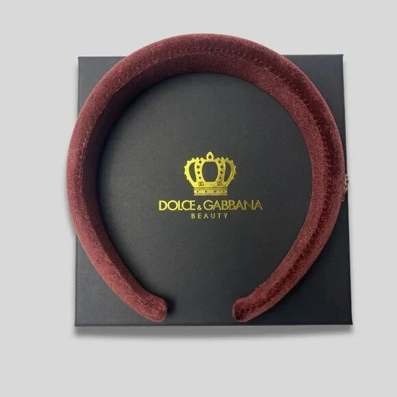 Dolce & Gabbana Beauty Burgundy Velvet Padded Headband NWT