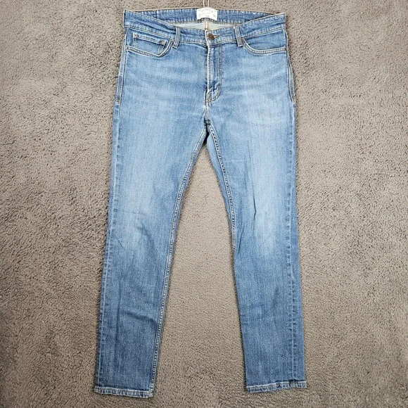 Fat Face UK Mens Slim Eco Denim Jeans Light Wash Blue Size 34L 34x32