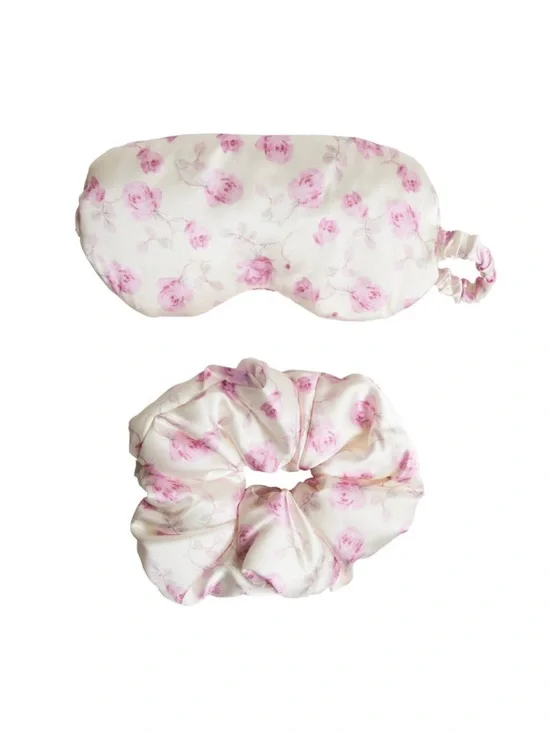Target x LoveshackFancy floral Goody Ribbon Rosa Eye Mask + Scrunchie