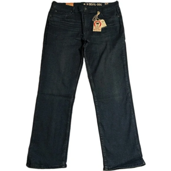 Devil-Dog Slim Straight Jeans Mens 40x32 NWT Dark Wash Stretch Denim