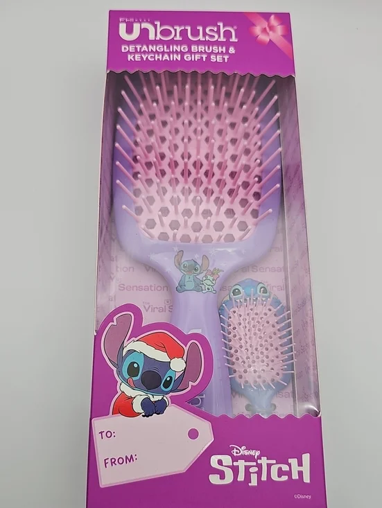 FHI Heat Unbrush Detangling Brush Keychain Set Disney Stitch Limited Ed-Purple
