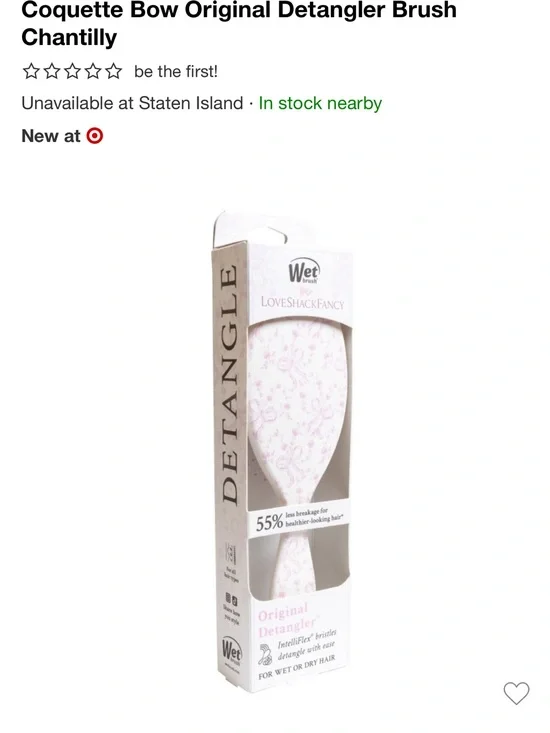 LoveShackFancy Pink Floral Coquette Bow Detangler Brush
