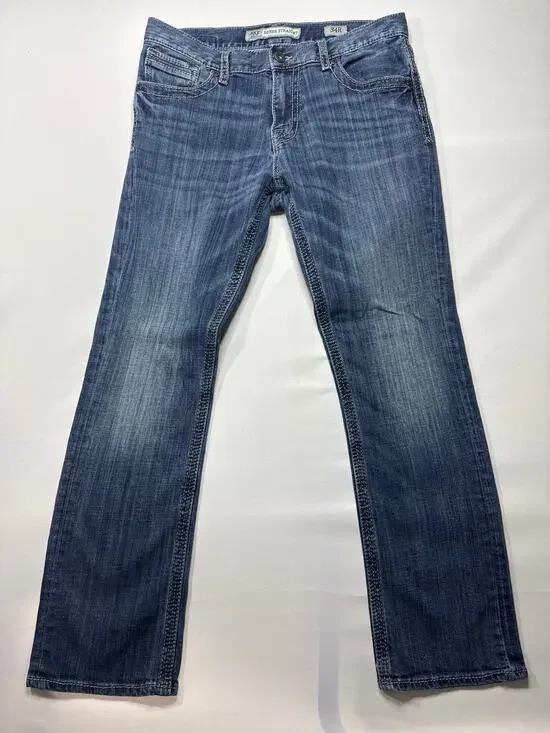 BKE Denim Buckle Men's Derek Straight Leg Blue Jeans - Size 34R (34x30) *READ