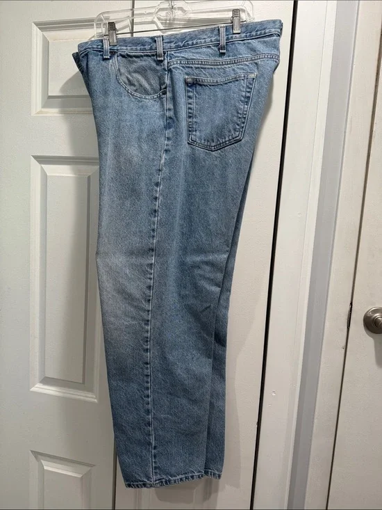 Casual Light Blue Straight Leg Jeans 42x32