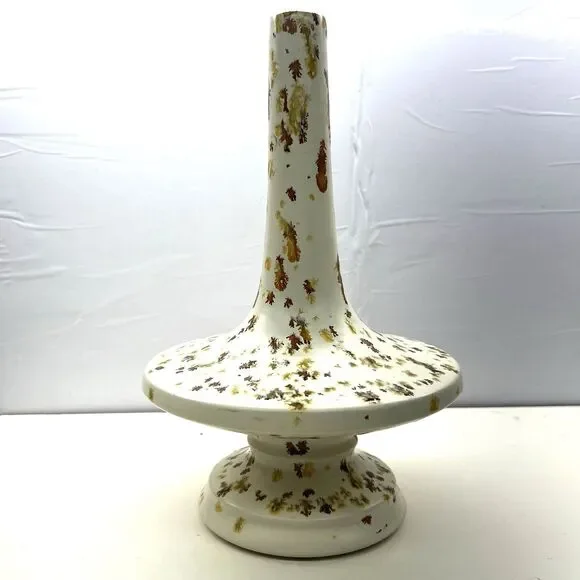 RARE MCM Vintage-1970s Speckled Vase w/ Tapered Neck-Pedestal -Orange/Brown 11”