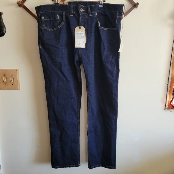 NWT Prana Feener Jean Organic Cotton Dark Wash Straight Fit 38 × 30