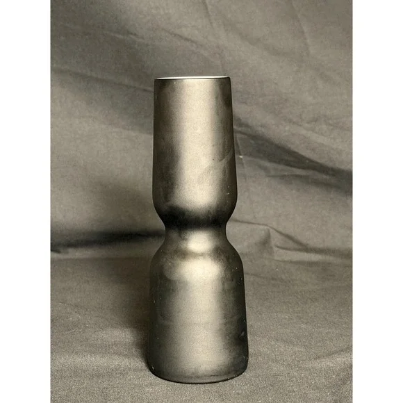Carlo Moretti Murano Glass Vase Medium Black Excellent Matte Hourglass