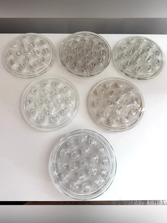 Set of LARGE Clear Glass Flower Frog Set - Pack of 6 in Great Condition!