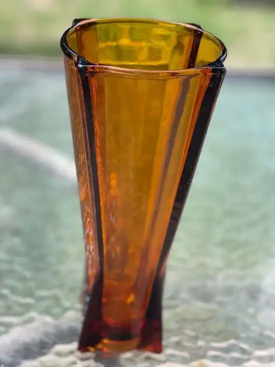 Vintage Anchor Hocking Mid-Century Modern Amber Rocket Vase