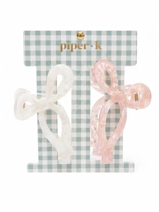 NWT ⚜️🎀⚜️ Piper K Adorable Bows hair claw clips set of 2