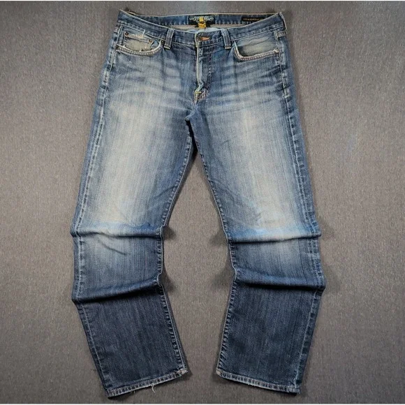 LUCKY Jeans 361 Vintage Straight Distressed Faded Dark Wash Men's 36X33 Grunge