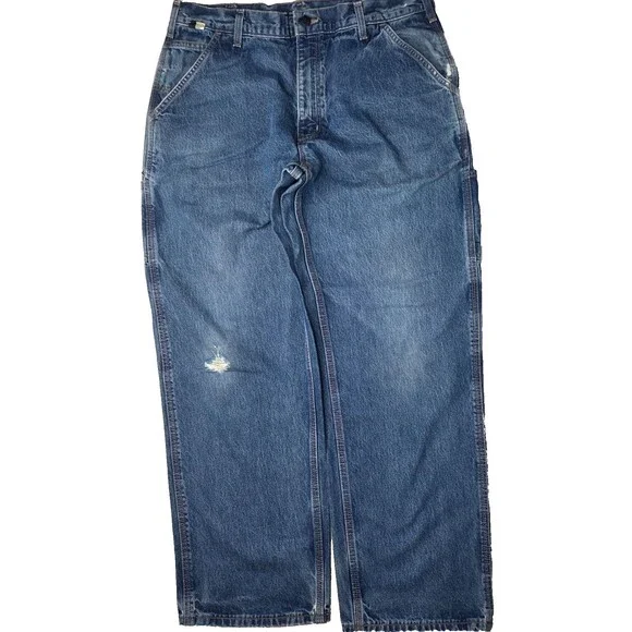 Carhartt FR Flame Resistant Carpenter Jeans 34x28 Distressed Workwear